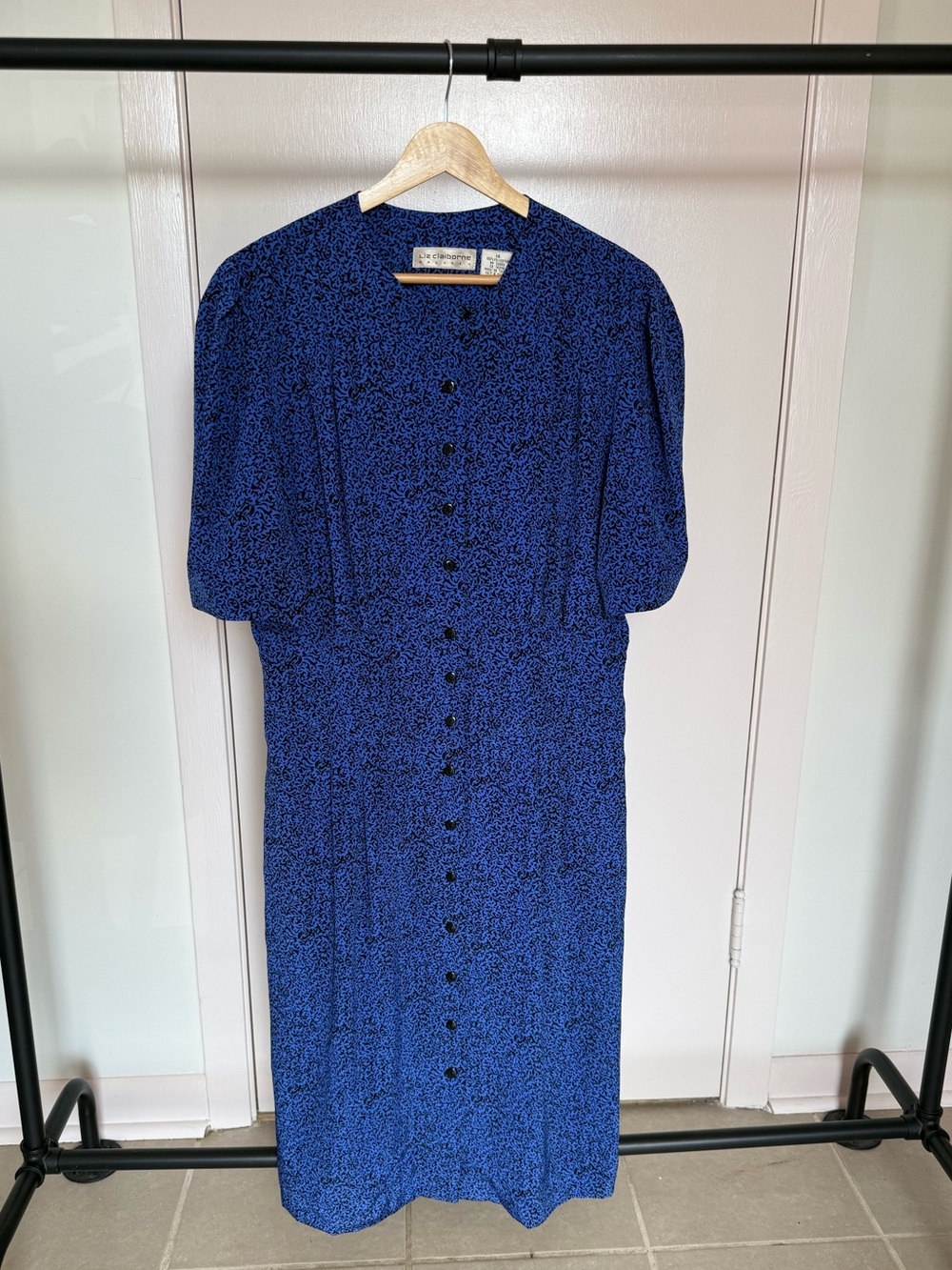 Liz Claiborne Blue and Black Button-Down Dress